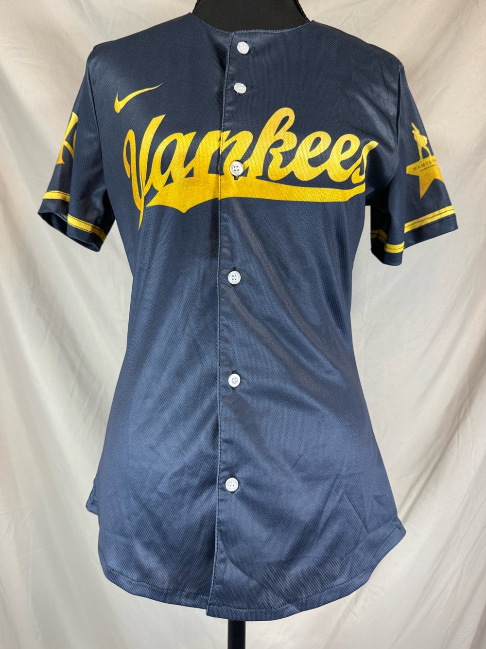 Hamilton Navy and Yellow Yankees Button-Front Jersey